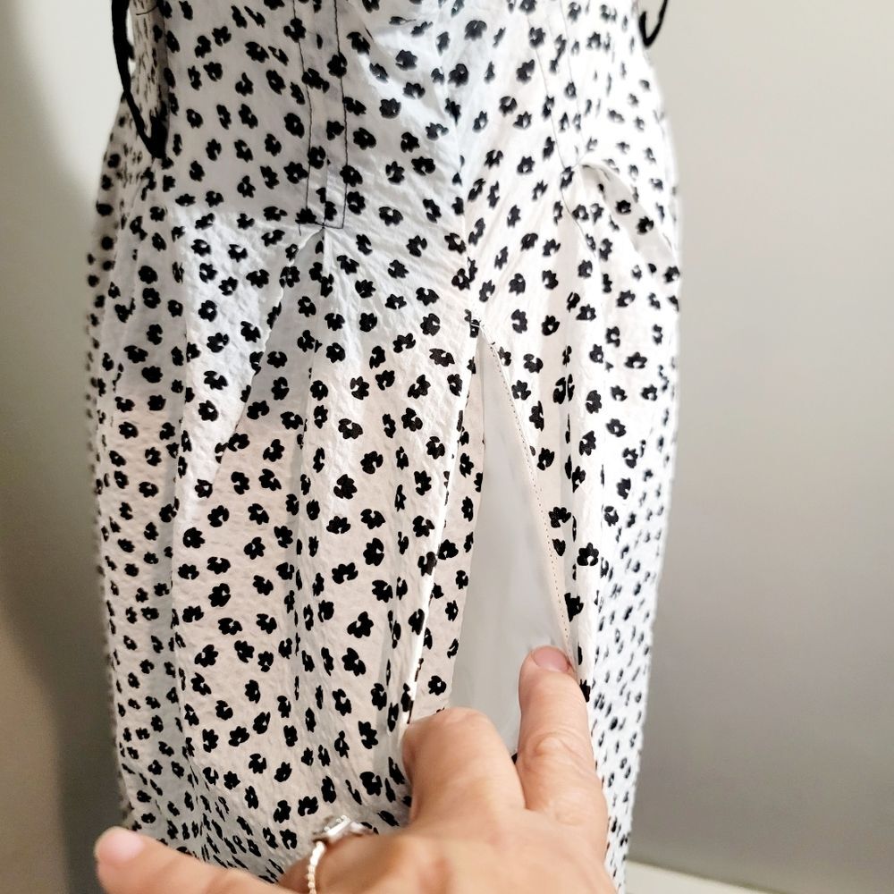 SERIOUS ZIZIFE French Retro Yamamoto Style Black & White Floral Midi Dress Sz M - Picture 13 of 16